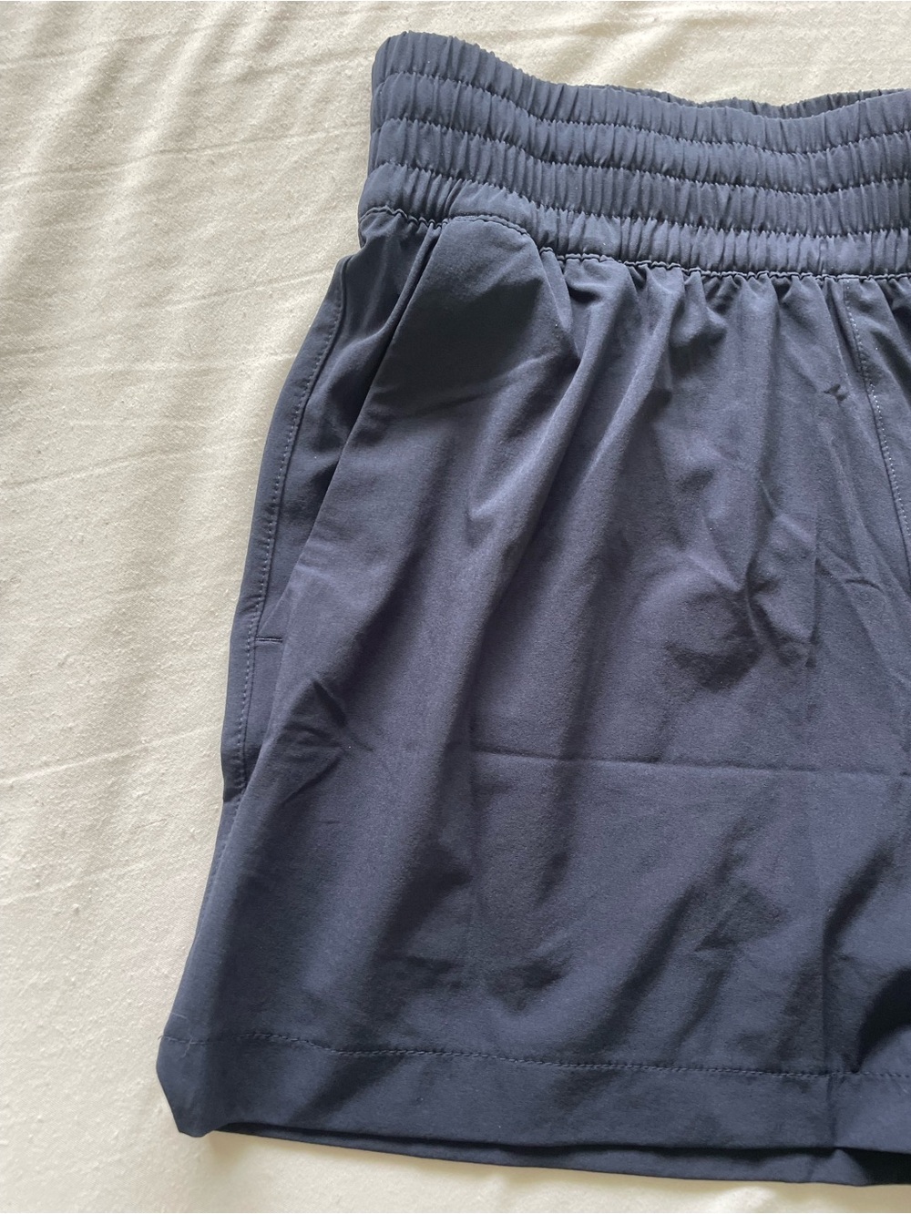 Athleta Navy Wide-Waistband Athletic Shorts - Picture 2 of 6